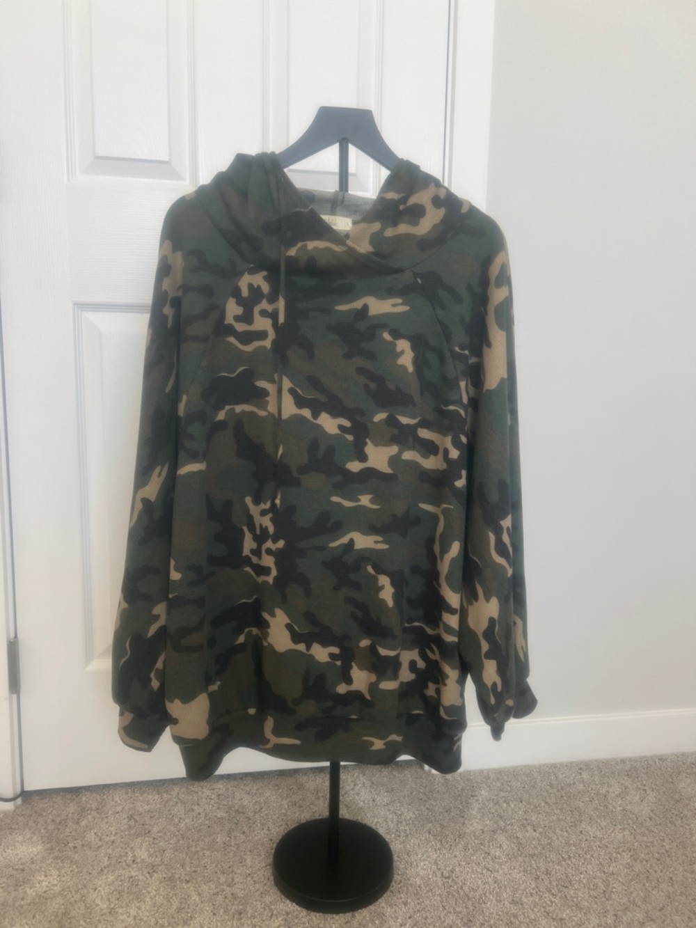 Camo Pull-Over Hoodie in Green and Tan